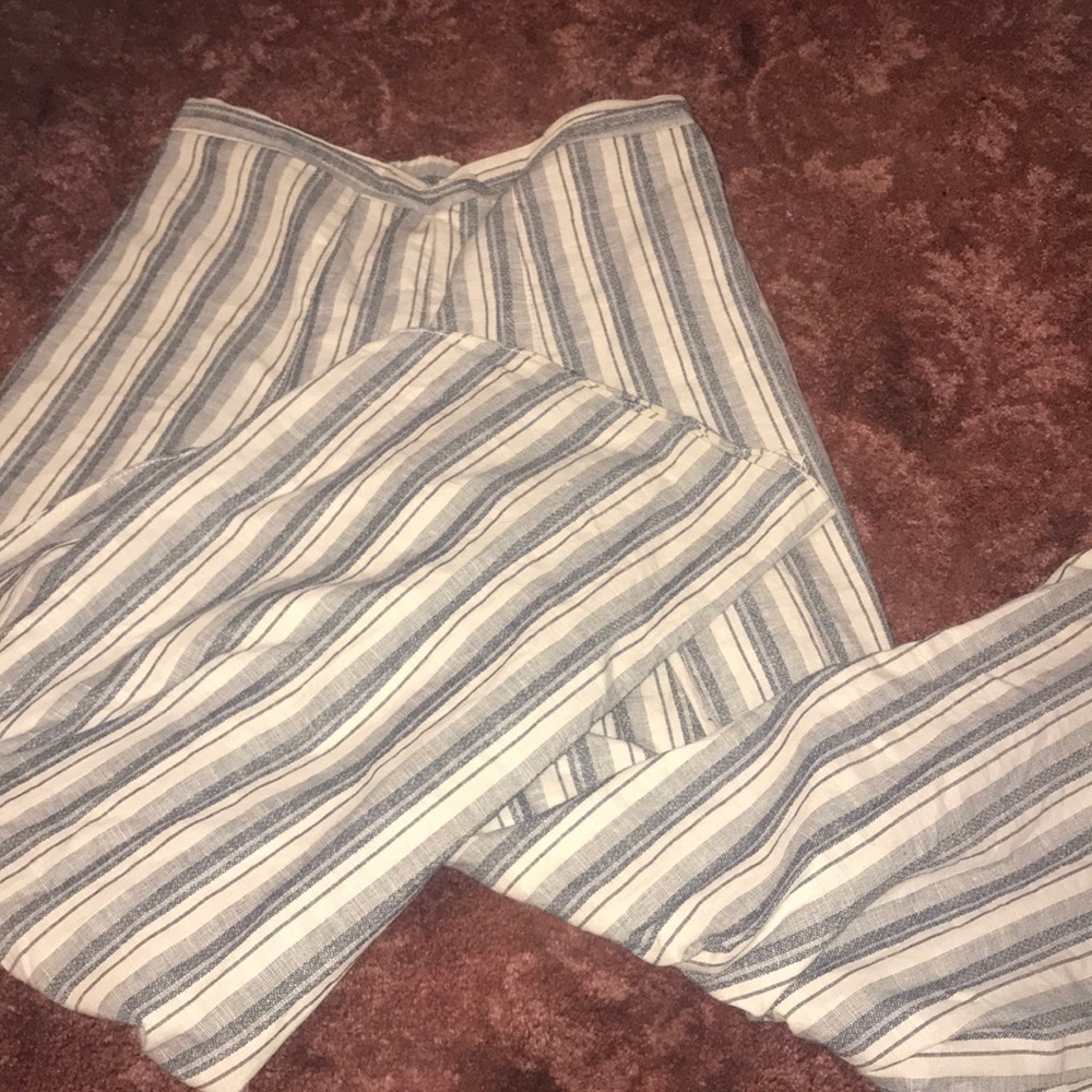 striped flair cotton/linen pants